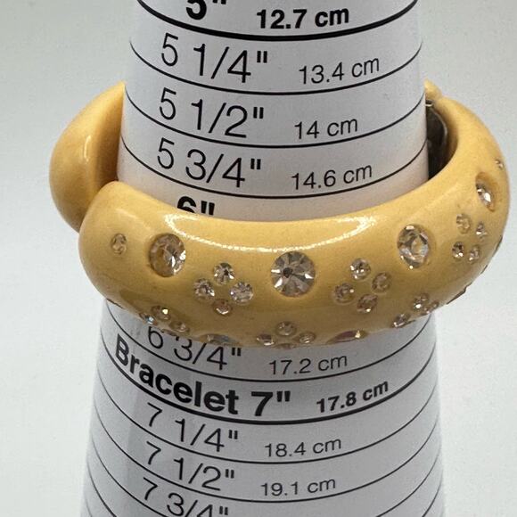 Vintage Weiss Two Bracelets Cream & Black Rhinestone Clamper Thermoset SMALL - Picture 9 of 14